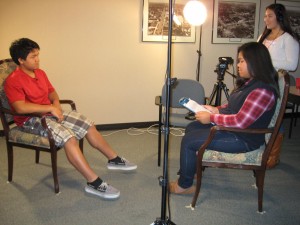Montagnard Teens interview each other for an affiliate museum of the Smithsonian