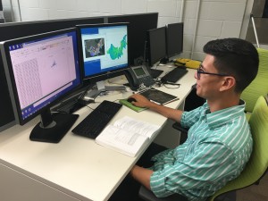Jefferson Riera analyzes marsh data.